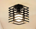 Lustre industriel plafonnier cage carrée noire