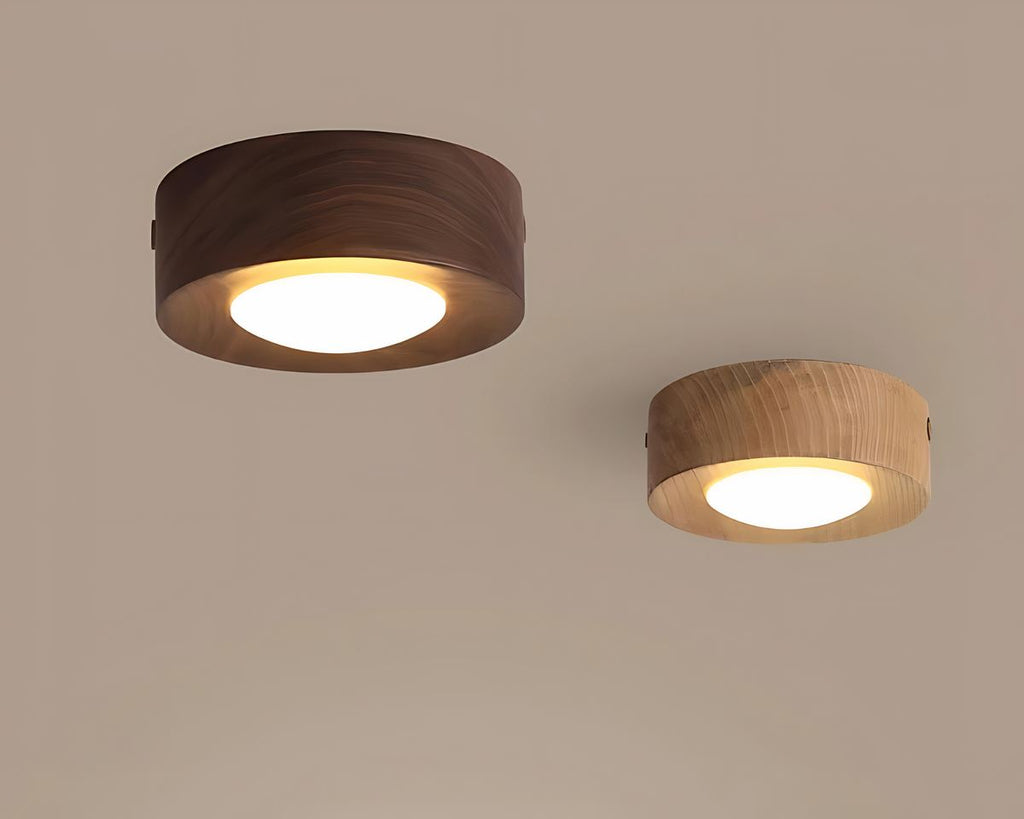 Lustre salle de bain mini plafonnier en bois