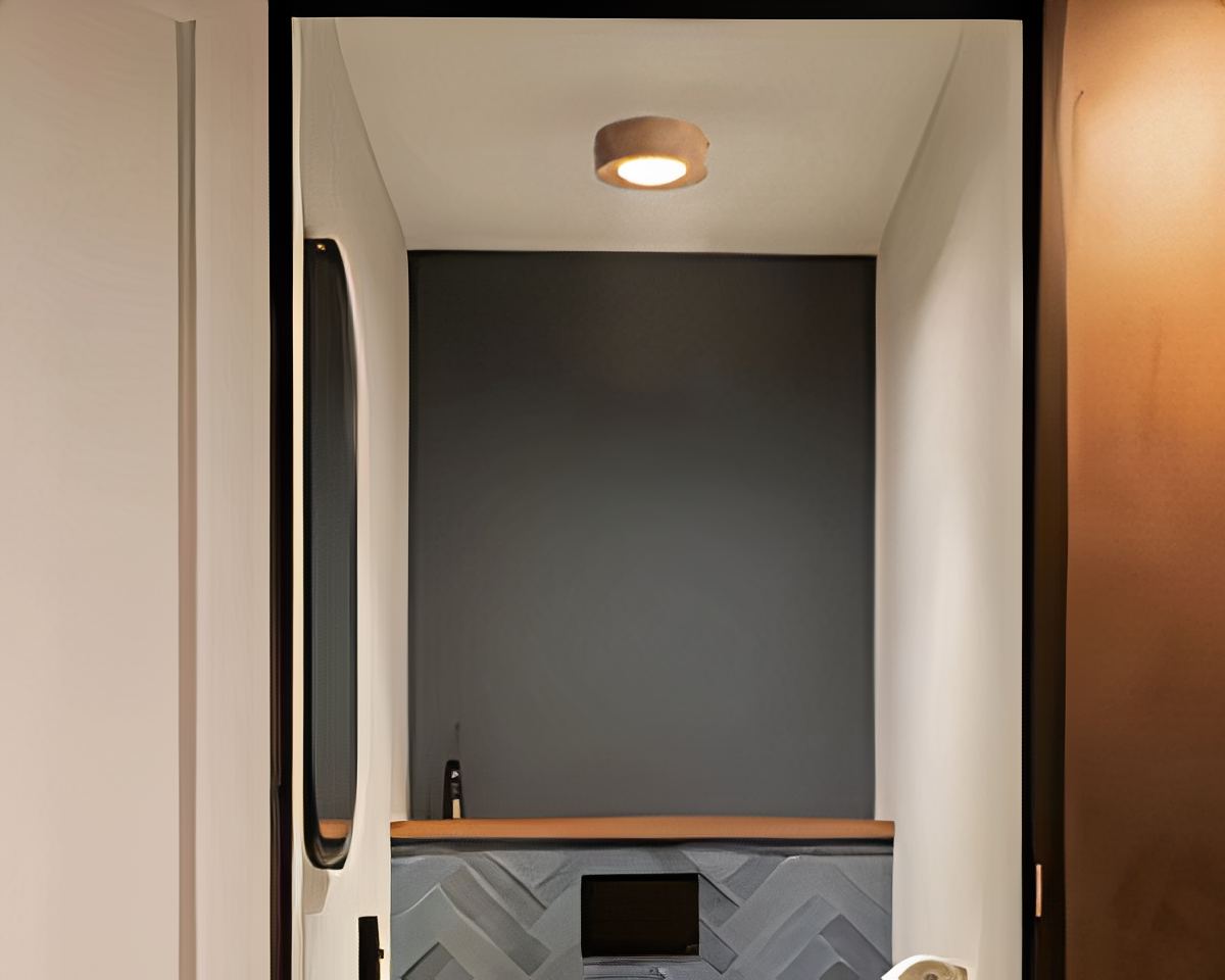 Lustre salle de bain mini plafonnier en bois, vue 3