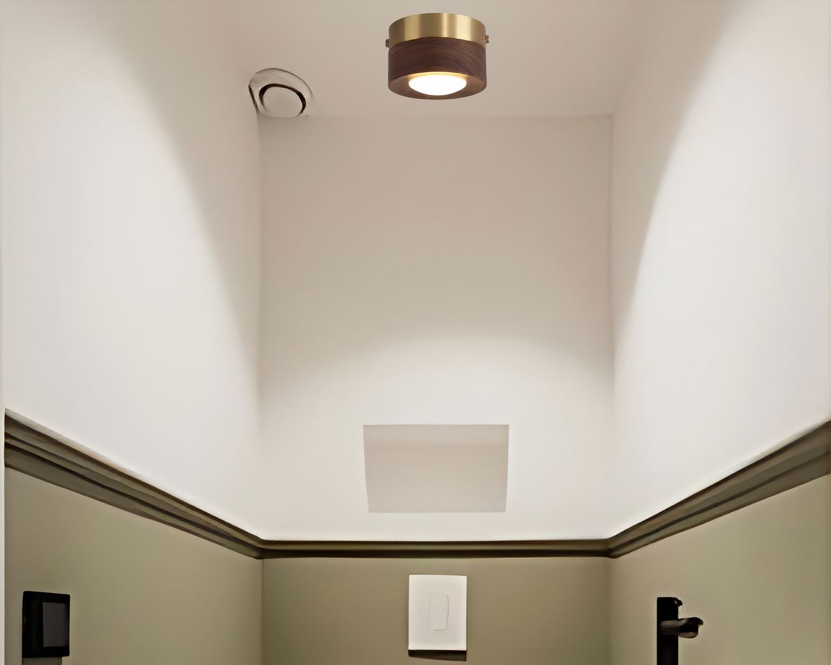 Lustre salle de bain mini plafonnier en bois, vue 4