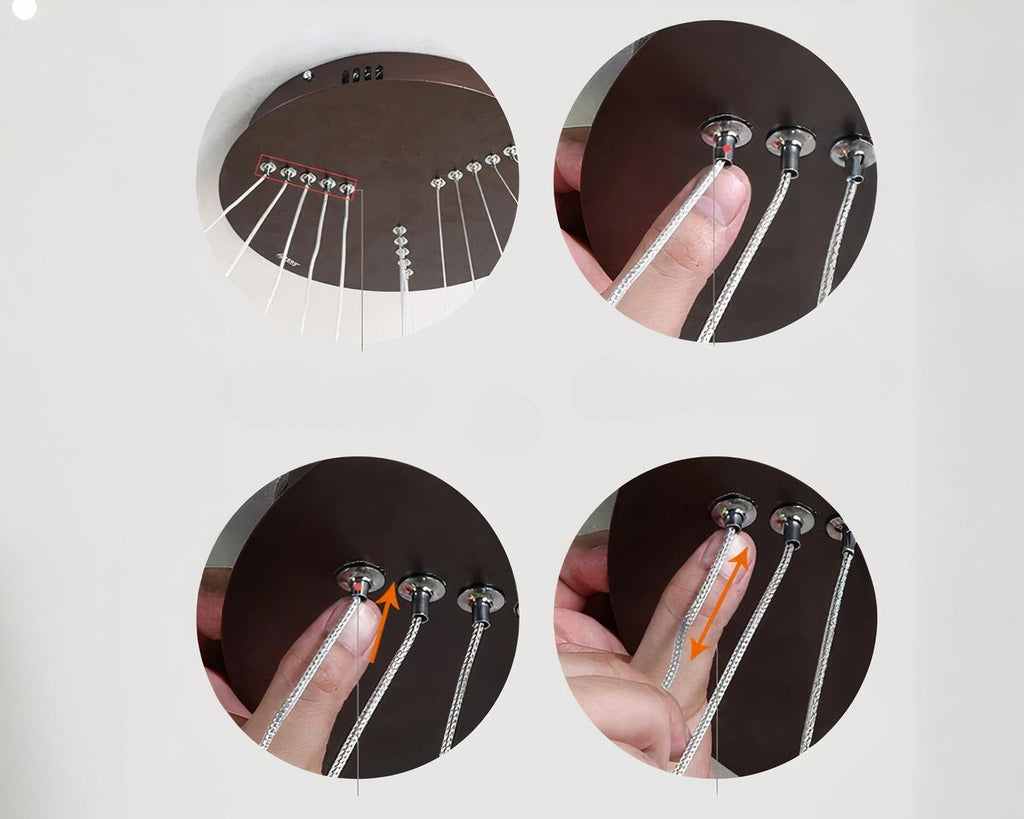 Grand lustre à cercles modulables en aluminium marron, vue 4