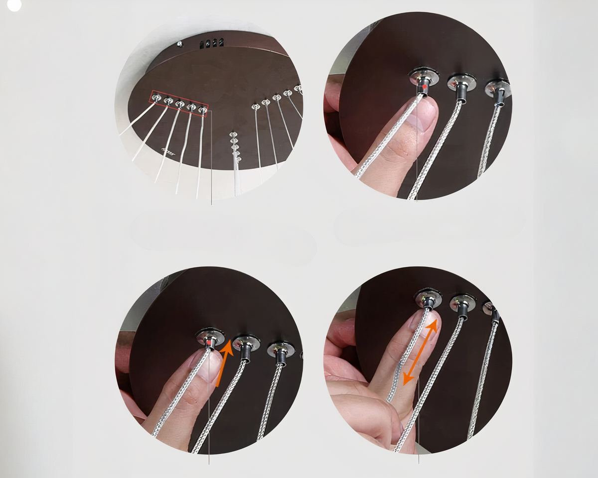 Grand lustre à cercles modulables en aluminium marron, vue 4