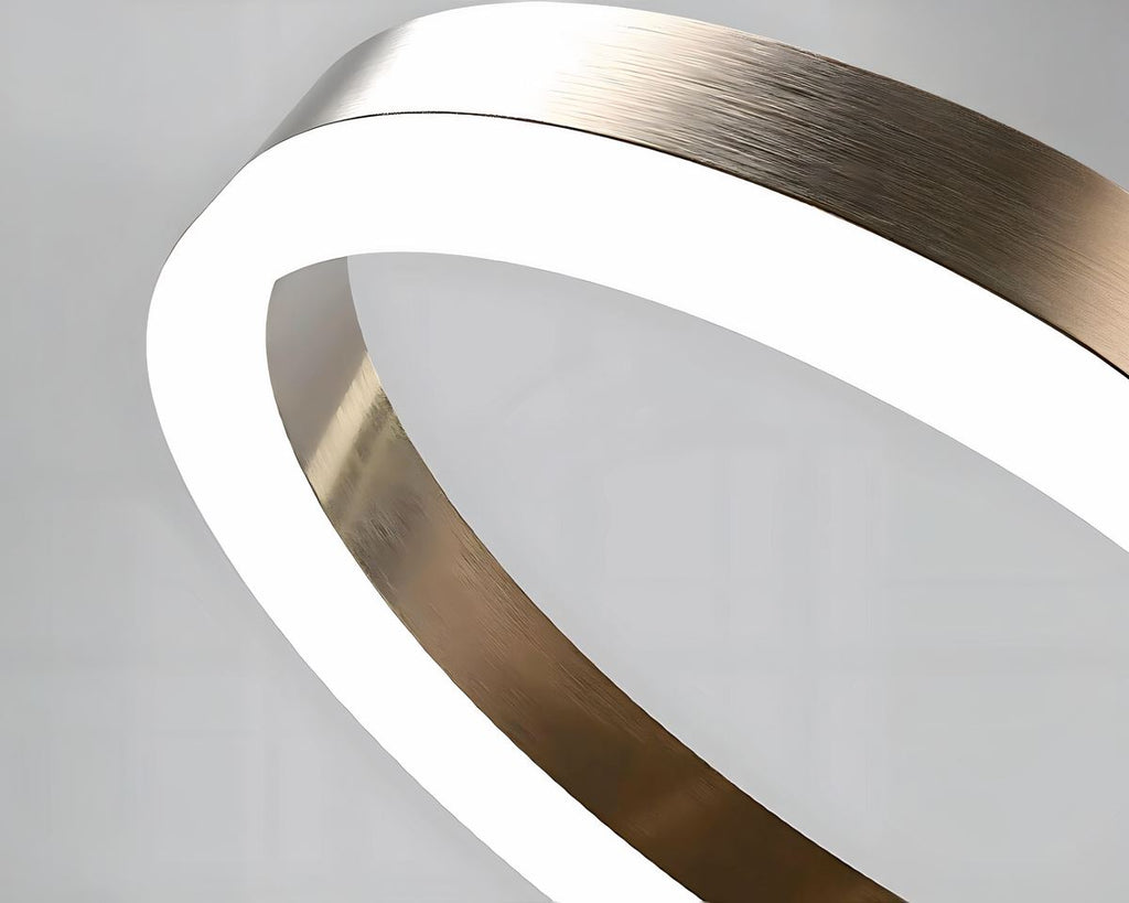 Grand lustre à cercles modulables en aluminium marron, vue 6