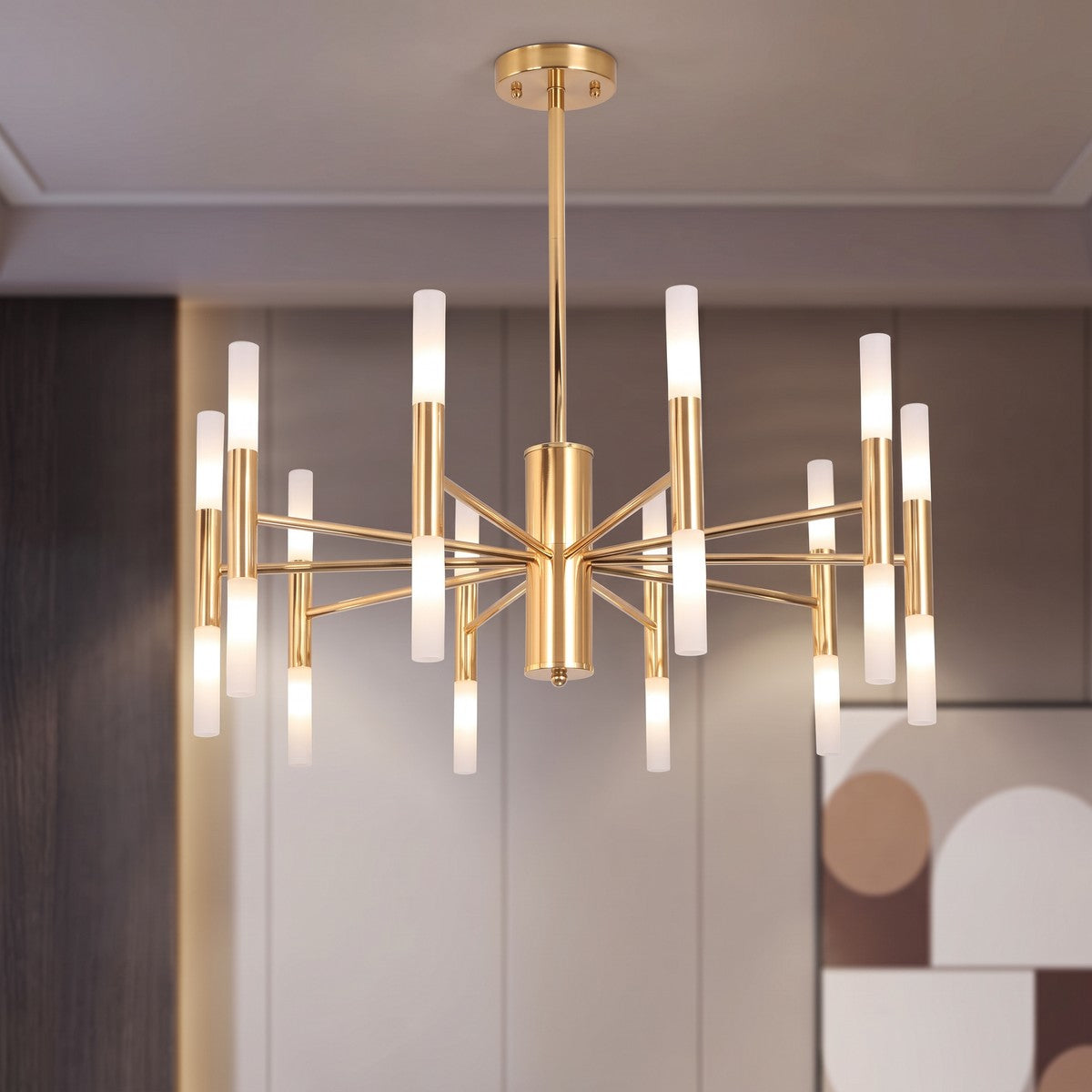 Lustre design spoutnik XXL doré à 20 douilles