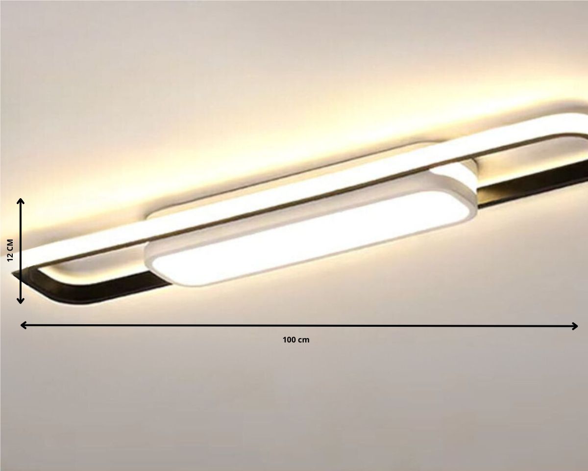 Lustre entrée plat rectangulaire XXL bois et blanc, vue 6