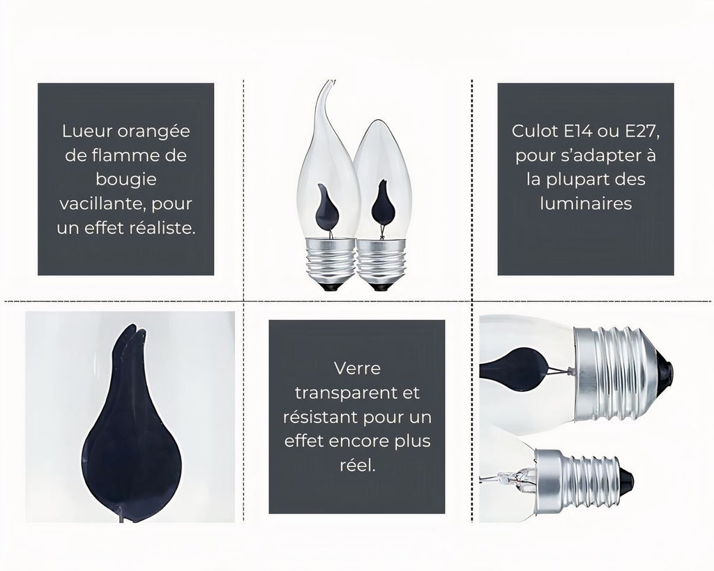 Ampoule bougie LED pour lustre, effet flamme, vue 4