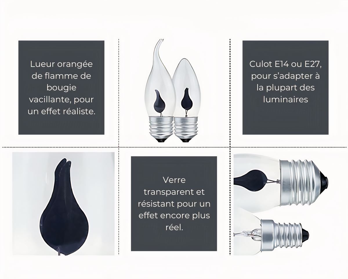 Ampoule bougie LED pour lustre, effet flamme, vue 4