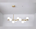 Grand lustre barre à neuf globes en verre laiteux, vue 5
