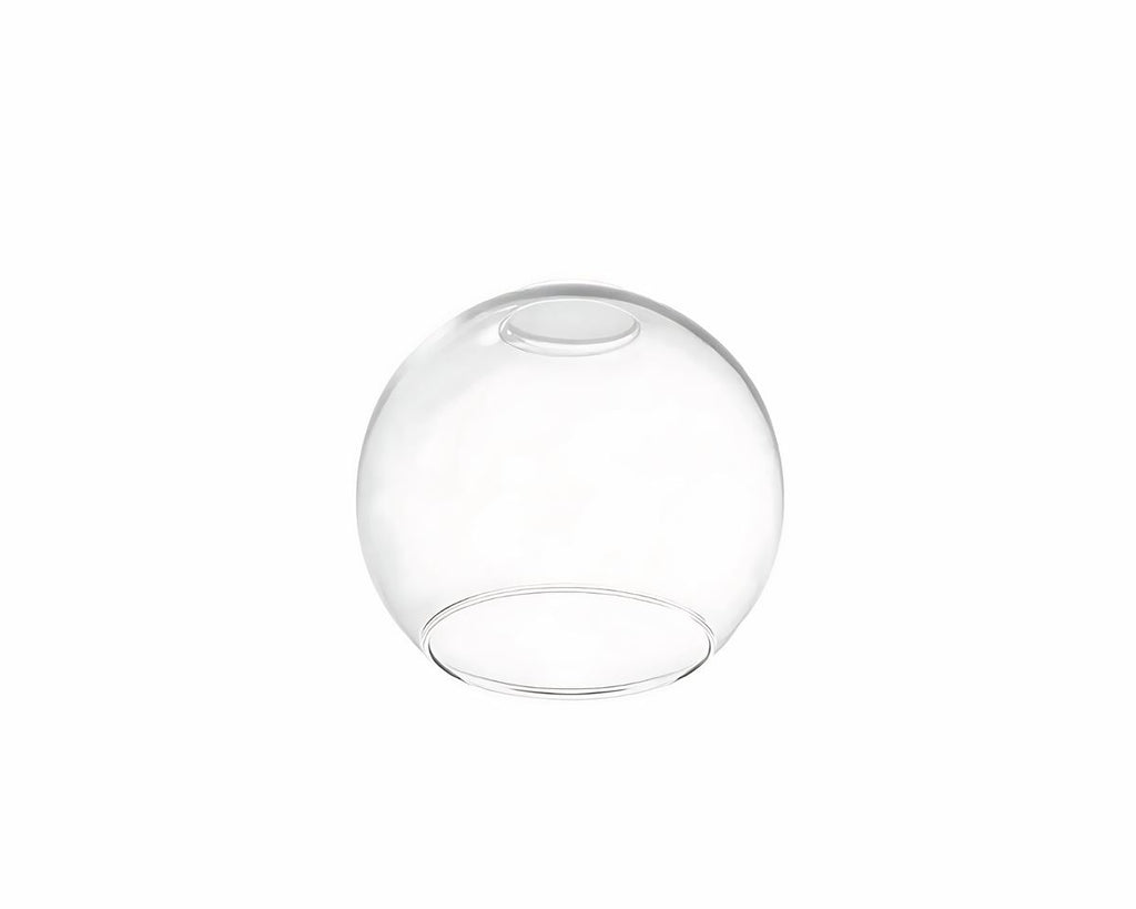 Globe lustre ancien en verre clair, cinq diamètres, vue 2
