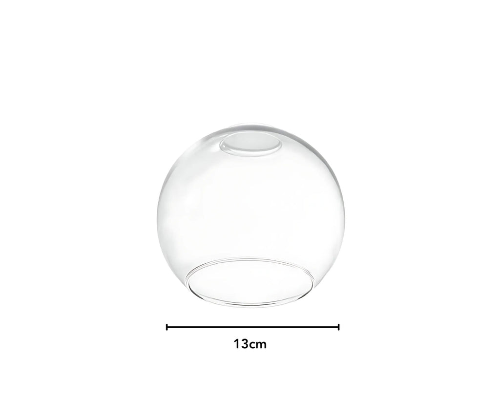 Globe lustre ancien en verre clair, cinq diamètres, vue 6