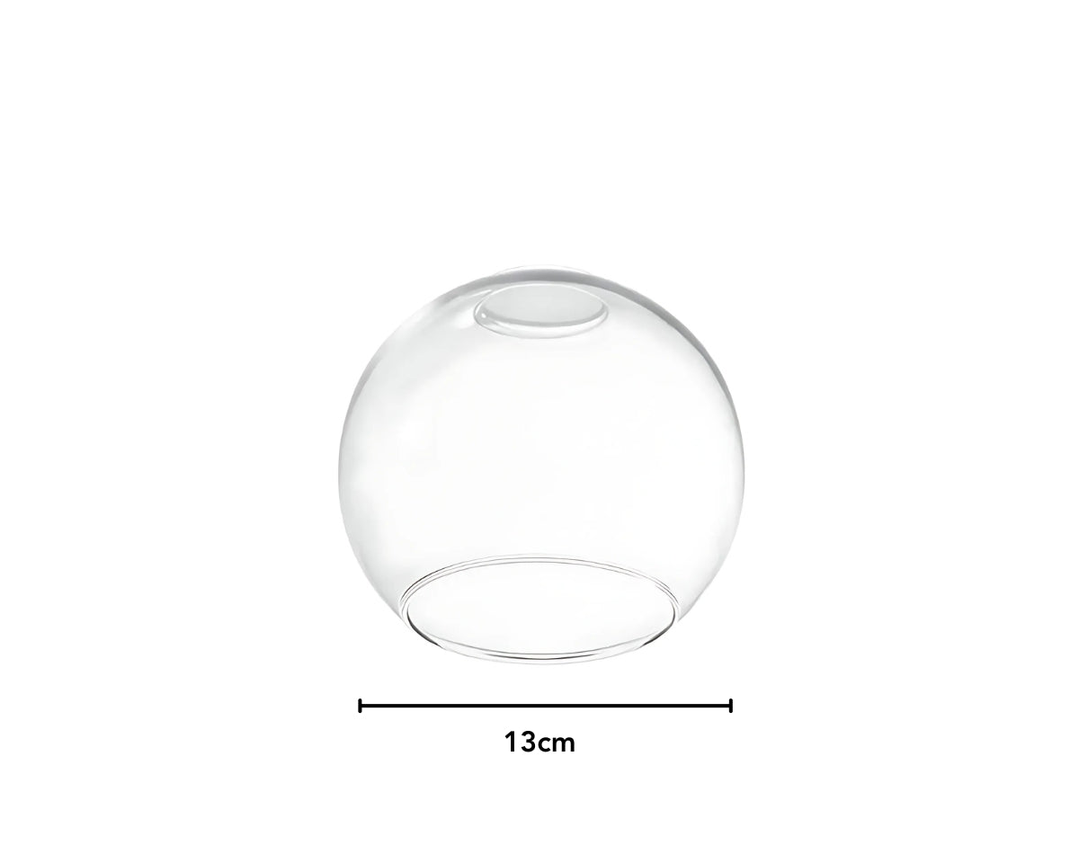 Globe lustre ancien en verre clair, cinq diamètres, vue 6