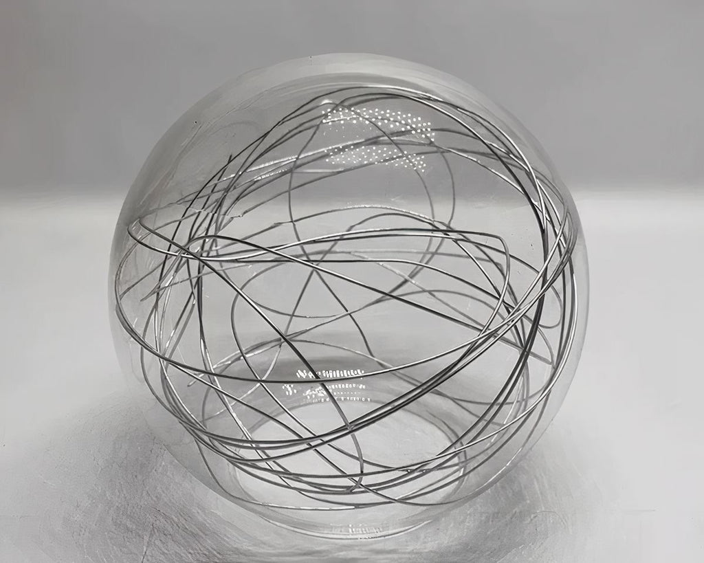 Globe lustre ancien en verre et fils de métal