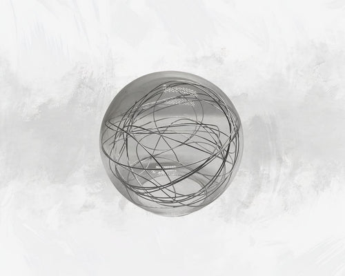 Globe lustre ancien en verre et fils de métal, vue 2