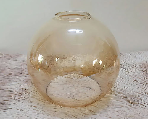 Globe lustre ancien rond en verre fumé, vue 2