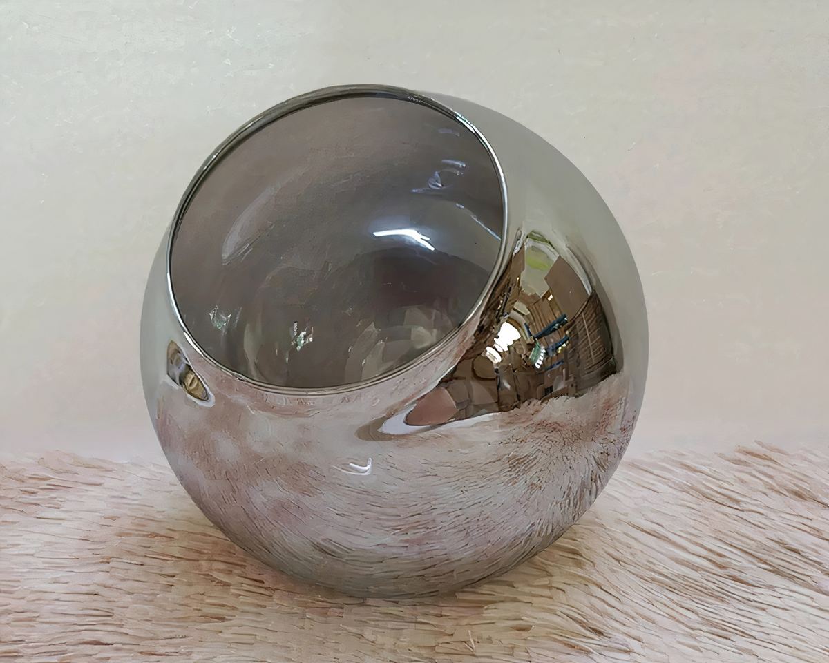 Globe lustre ancien rond en verre fumé, vue 3