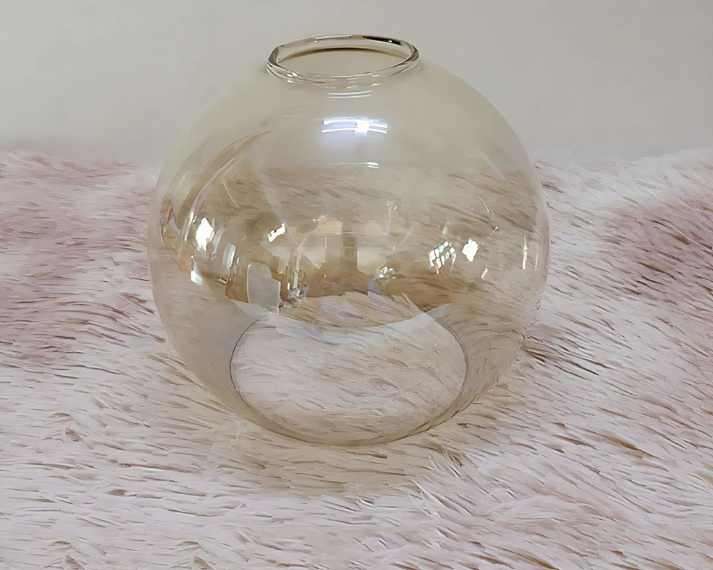 Globe lustre ancien rond en verre fumé, vue 4