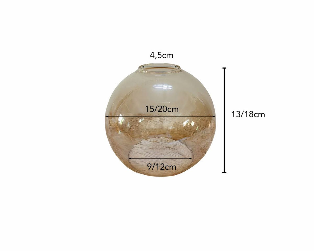 Globe lustre ancien rond en verre fumé, vue 5