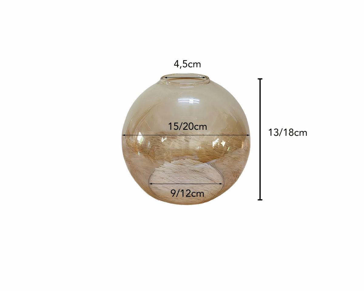 Globe lustre ancien rond en verre fumé, vue 5
