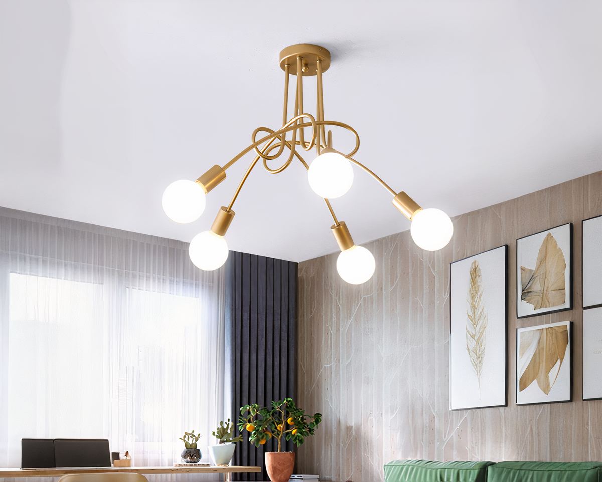 Lustre chambre ado à cinq bras entrelacés, vue 3