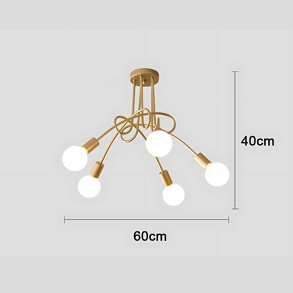 Lustre chambre ado à cinq bras entrelacés, vue 6