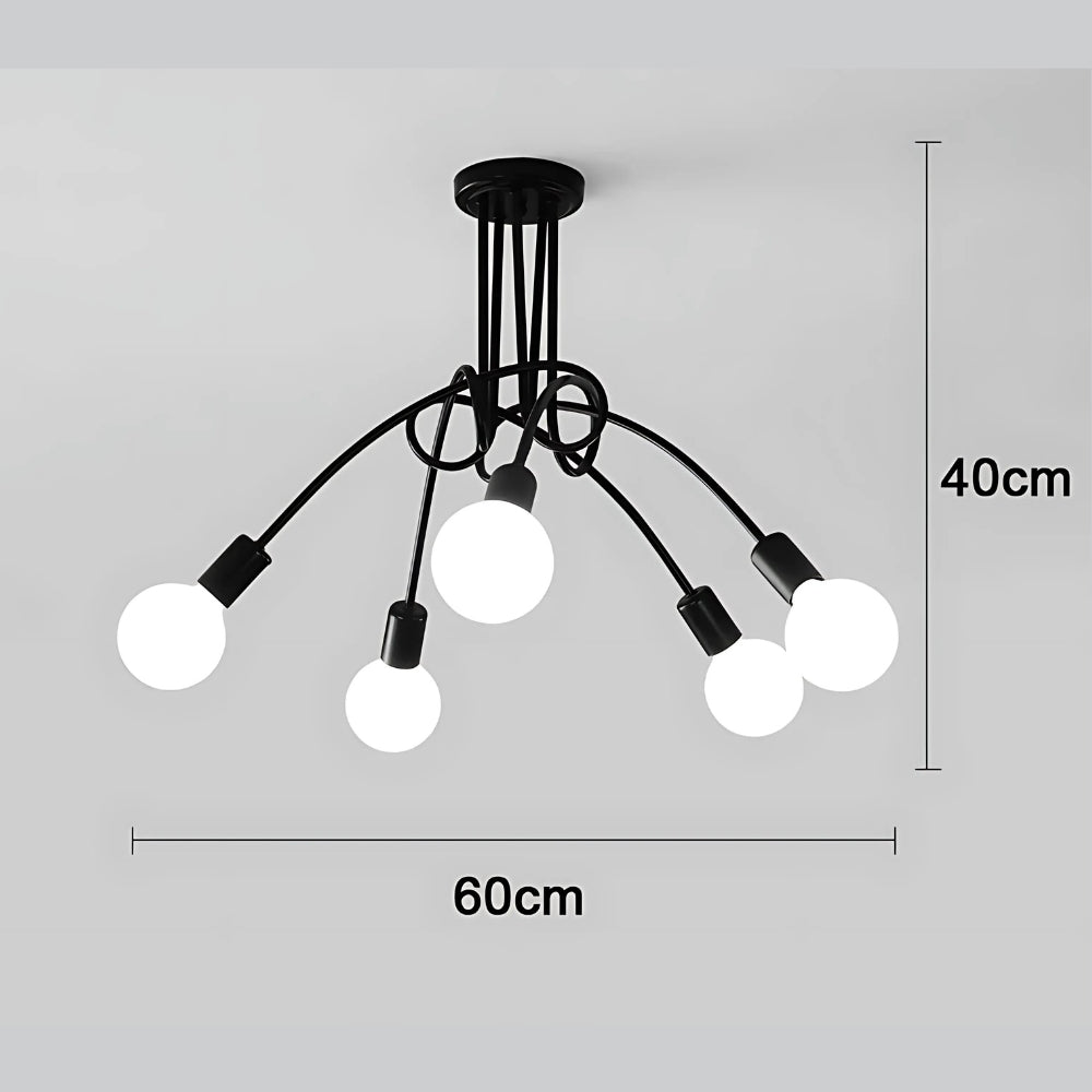 Lustre chambre ado à cinq bras entrelacés, vue 7