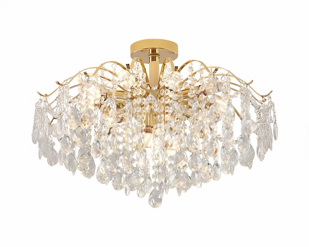 Lustre à pampilles en cascade façon saule pleureur