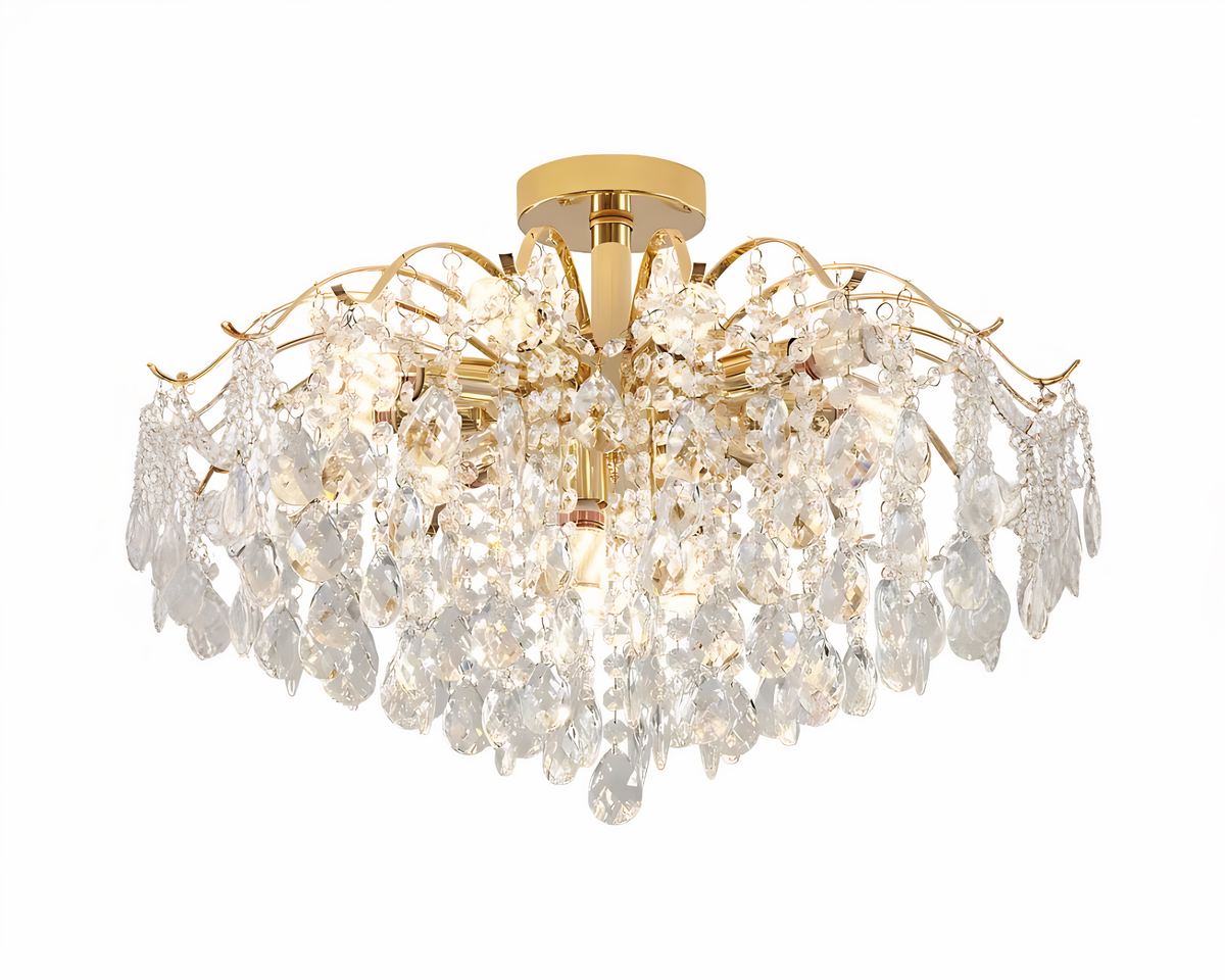 Lustre à pampilles en cascade façon saule pleureur