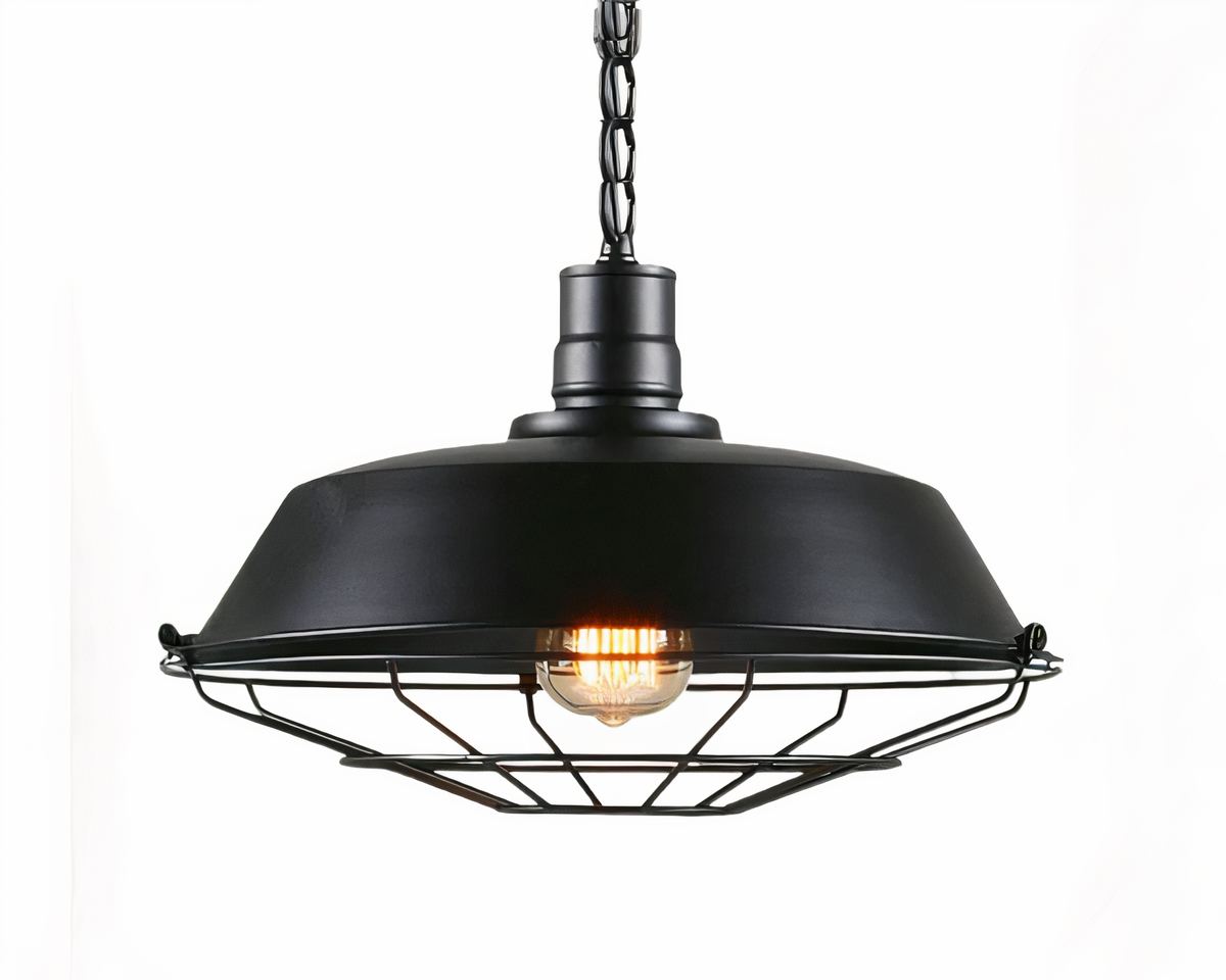 Lustre industriel cage vintage marron ou noire