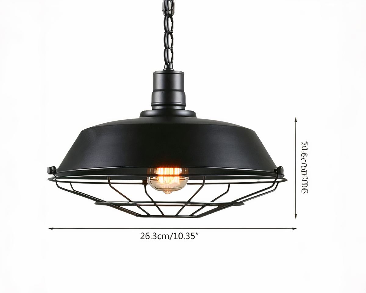 Lustre industriel cage vintage marron ou noire, vue 3