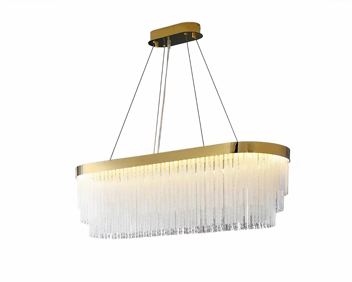Lustre doré à bâtonnets de cristal rond ou ovale, vue 2