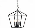 Lustre industriel cage noire à quatre bougies, vue 4